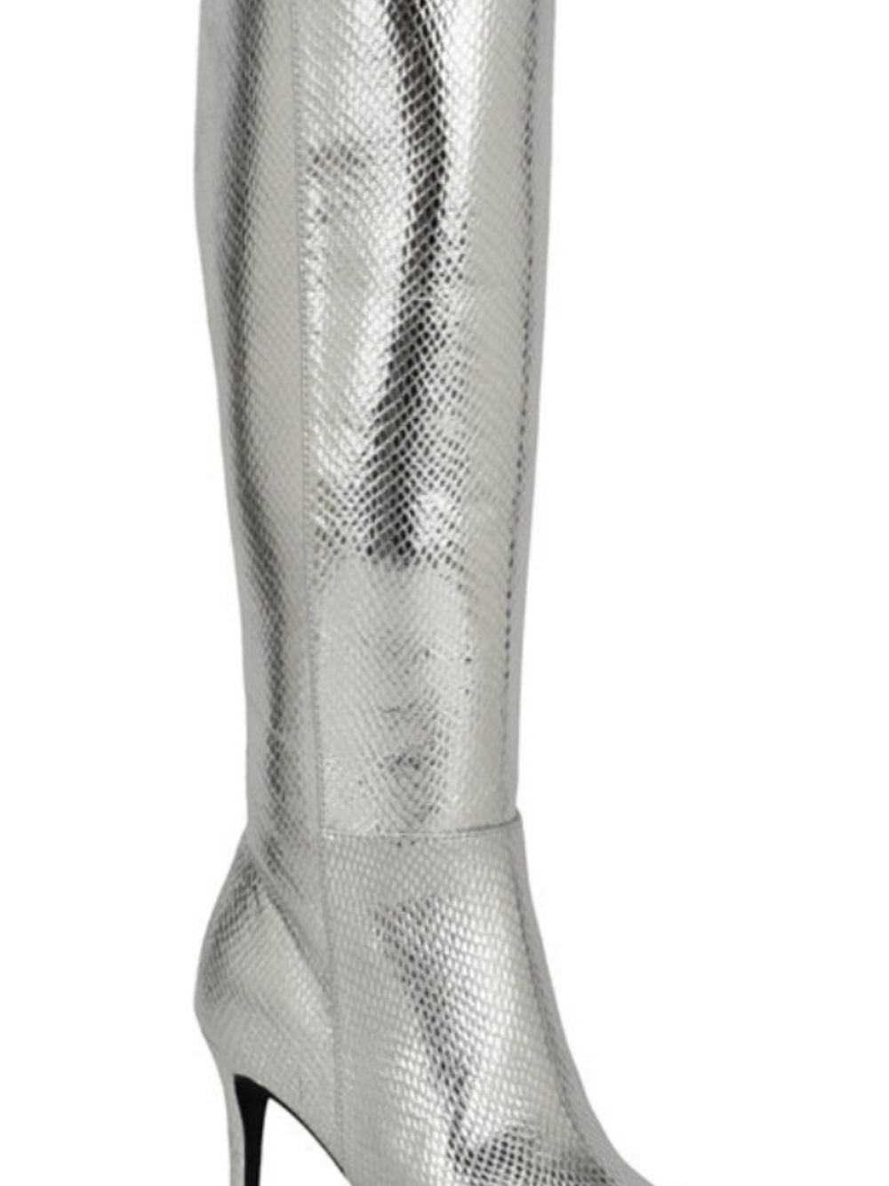 Guess Silver Textured Over-the-Knee Stiletto Boots